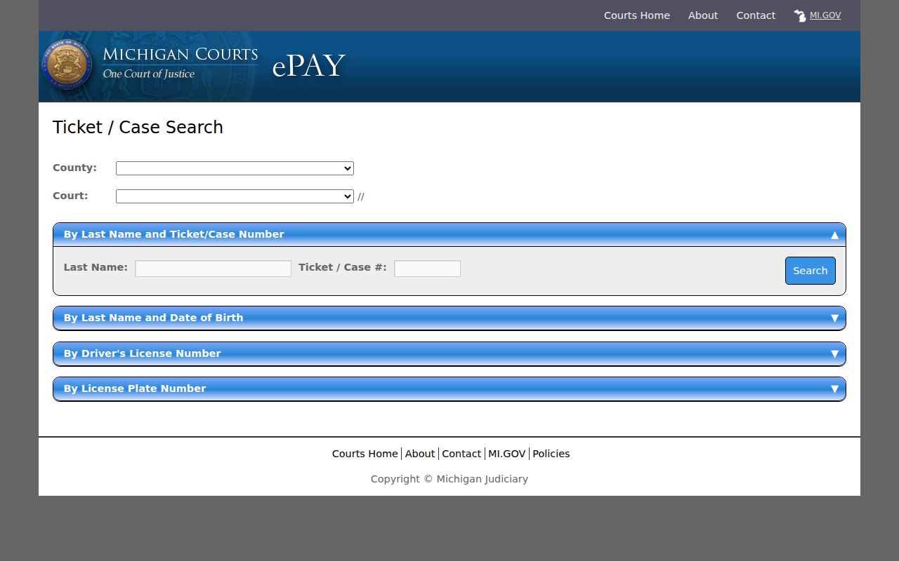 Macomb County warrant records: Michigan ticket and case search fields for citation lookups