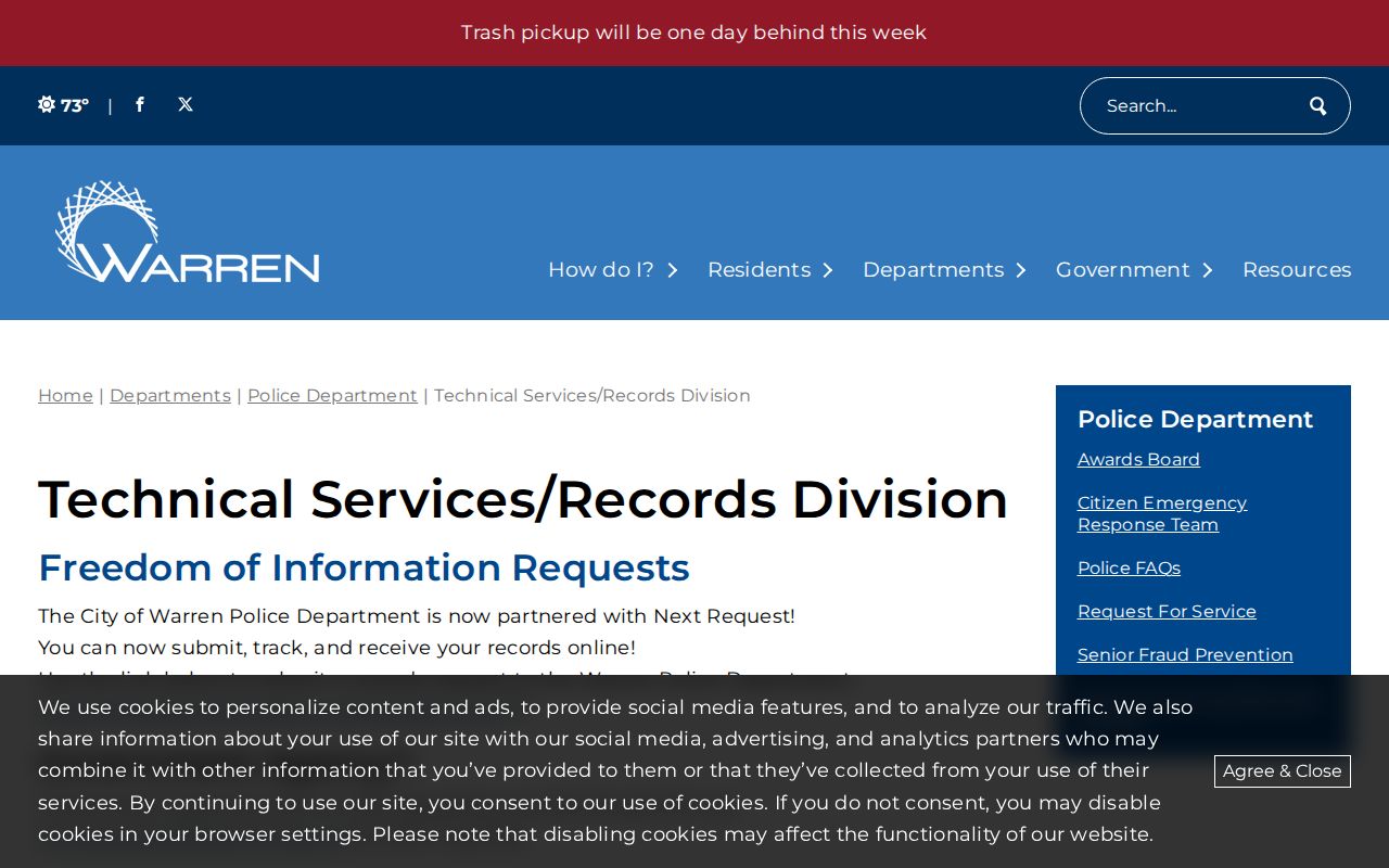 Warren Police records request portal used for Macomb County warrant-related city files