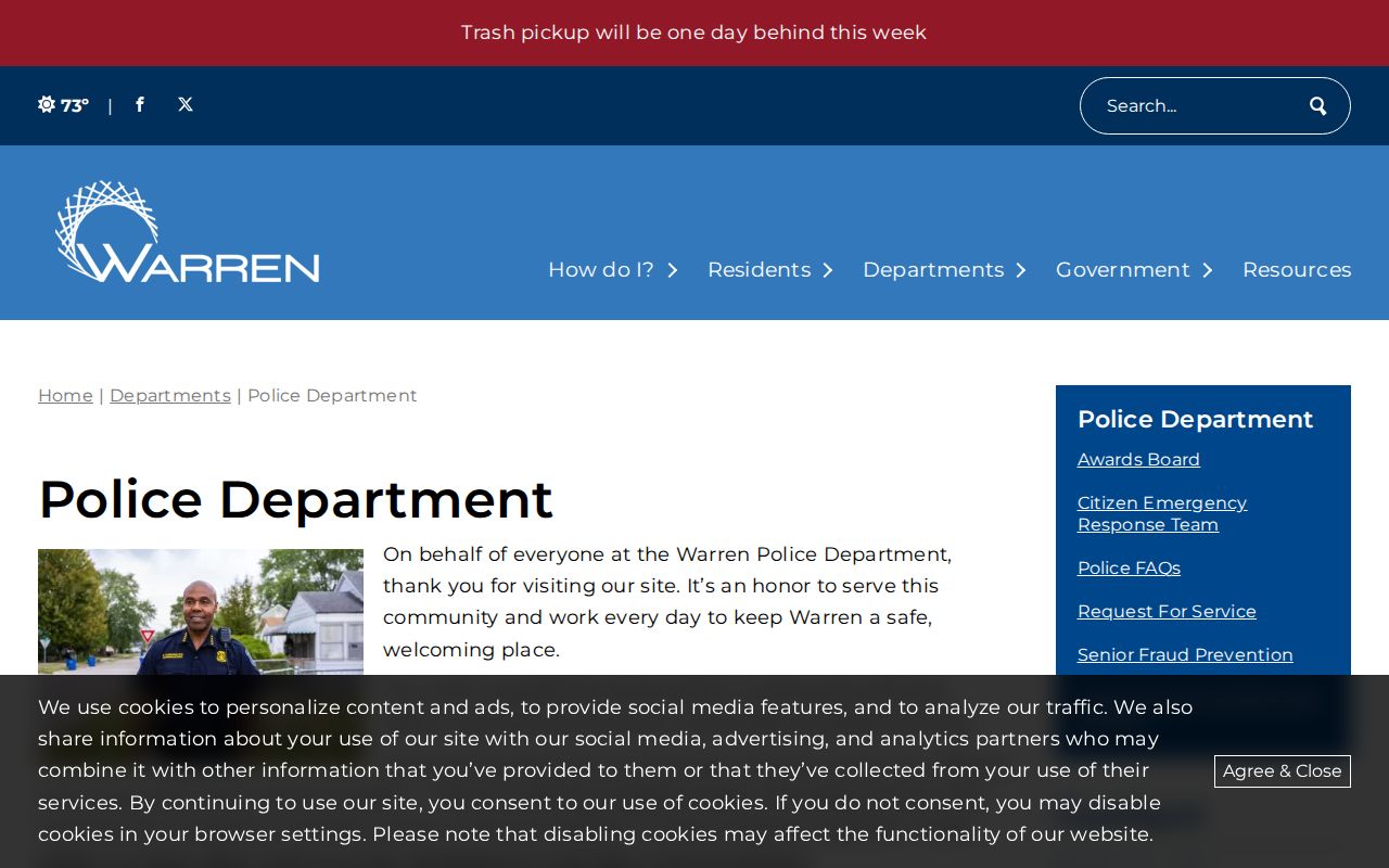 Warren Police Department contact information for Macomb County warrant records questions
