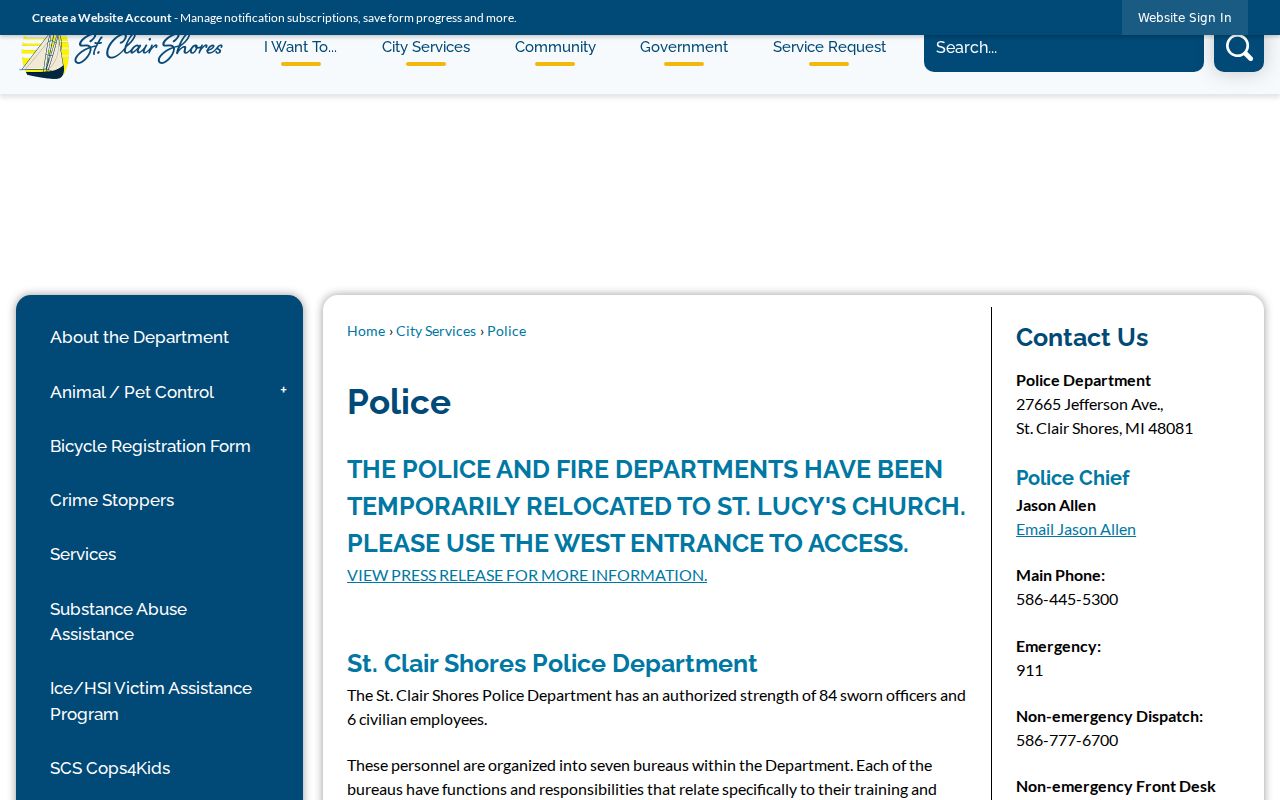 St. Clair Shores Police ticket routing to the 40th District Court for warrant records